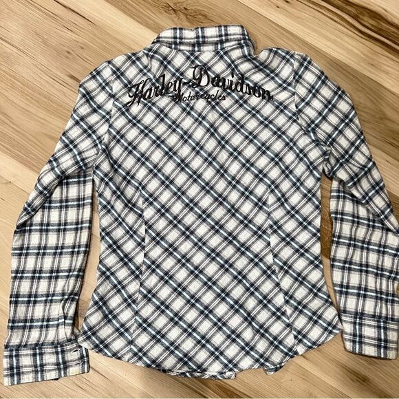 Harley Davidson Script Embroidered Flannel Women’s Small - Picture 1 of 5